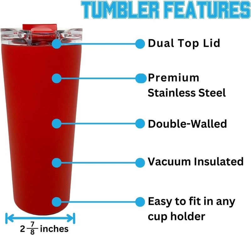Decorvo Officially Licensed Collegiate Stainless Steel Tumbler - Double Walled Insulated Travel Tumbler - 24 oz (Iowa St Red) - Image 1